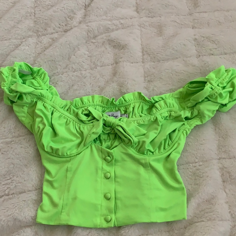 Green off the shoulder top